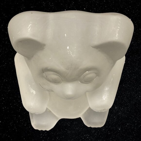 Vintage Art Glass Frosted Crystal Bear Figurine Clear 4”T 3.5”W - Picture 6 of 7